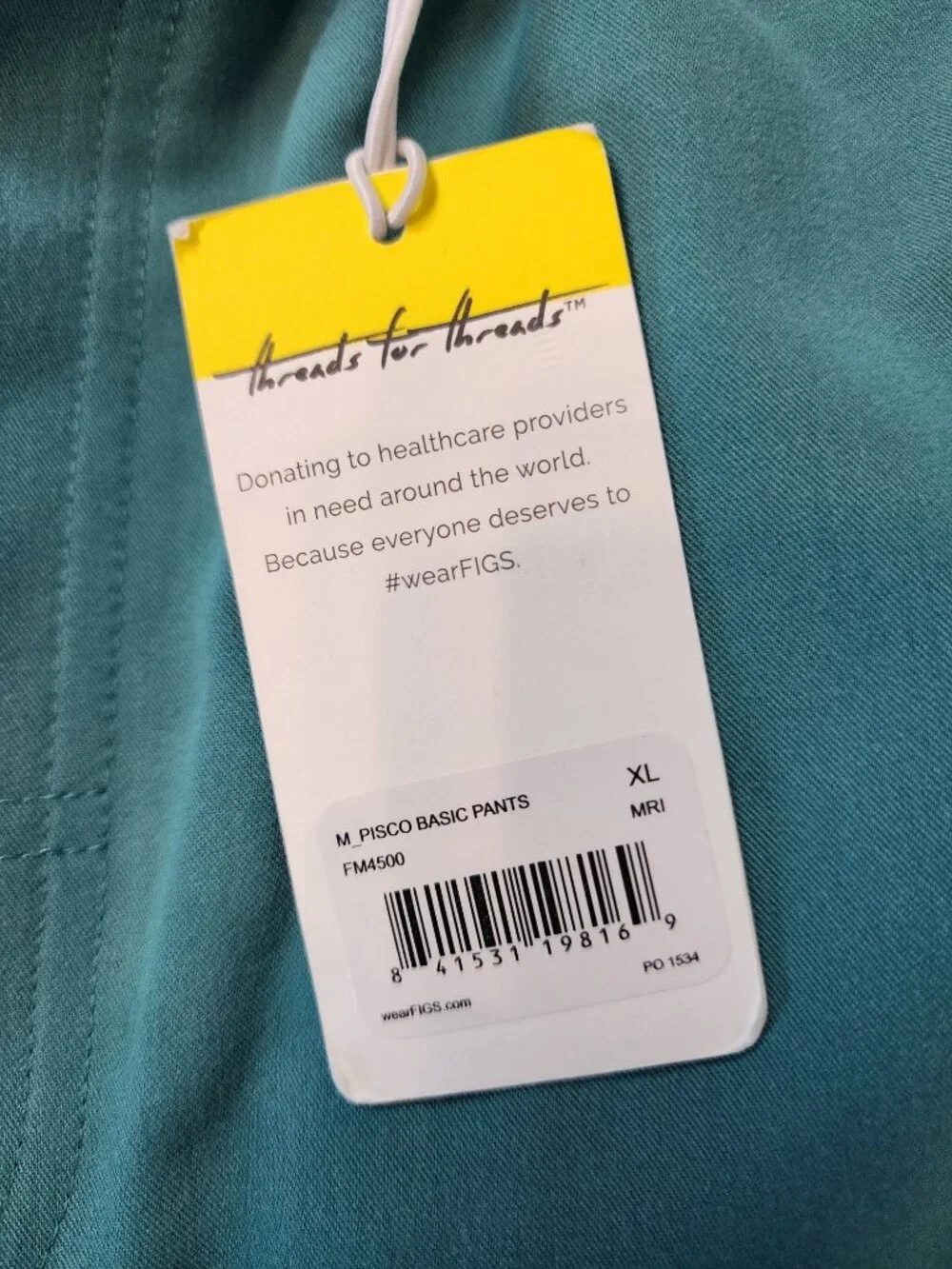 Figs Pisco Size XL Basic Scrub Pants Aqua Blue Green Men's Technical Collection